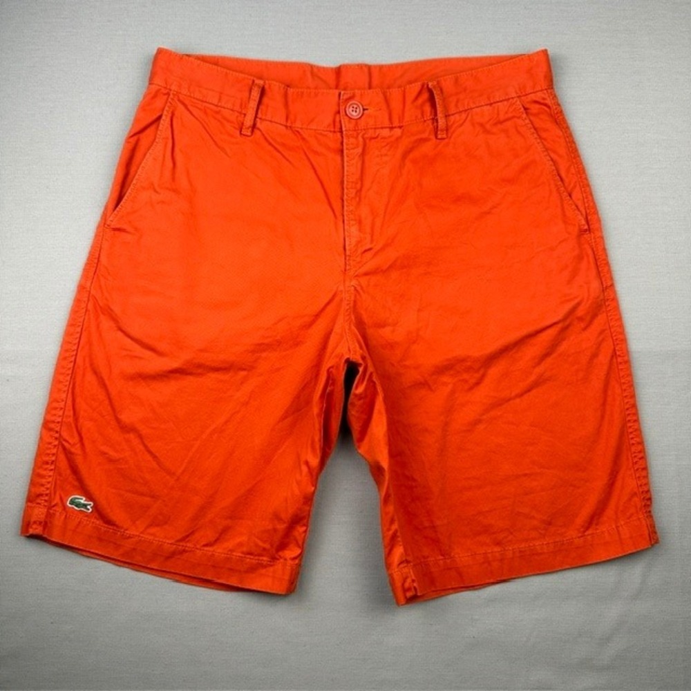 Lacoste Mens Orange Cotton Twill Classic Fit Chino Shorts Size 33 F6136